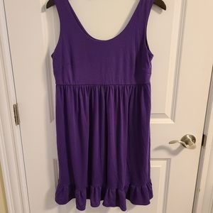 Plum casual tank dress with ruffle